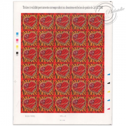 FEUILLE TIMBRES POSTE AUTOADHÉSIFS N°73 CŒURS 2006 SCHERRER POUR LETTRE 50G