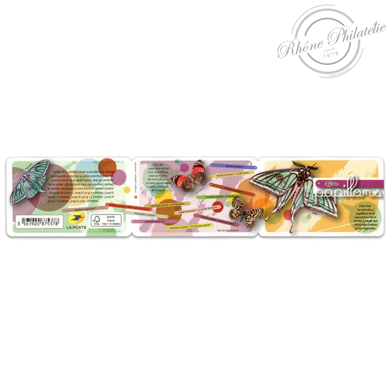 CARNET FRANCE BC1801 TIMBRES POUR AFFRANCHIR 12 LETTRES 20g, EFFETS PAPILLONS