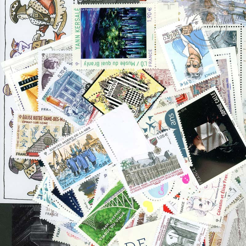 LOT DE TIMBRES DIVERS EN EUROS A PARTIR DE 2014, FACIALE 200€