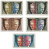 FRANCE SERVICE N°22 À 26 SÉRIE SERVICE DE L'UNESCO, TIMBRES NON DENTELÉS-1960-65