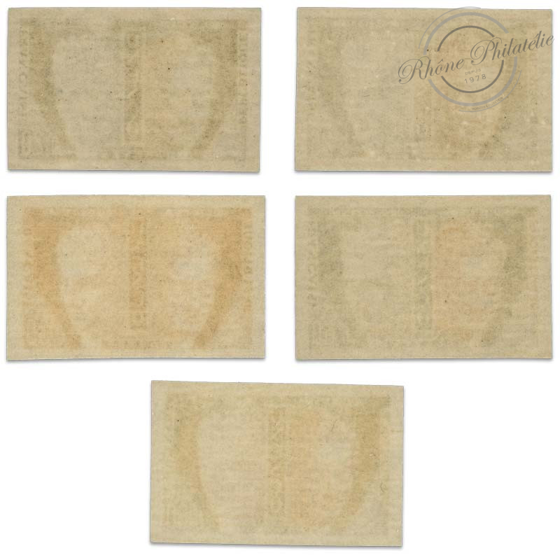 FRANCE SERVICE N°22 À 26 SÉRIE SERVICE DE L'UNESCO, TIMBRES NON DENTELÉS-1960-65