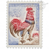 FRANCE N°1331b COQ DE DECARIS NUMERO ROUGE, TIMBRE NEUF-1962-65