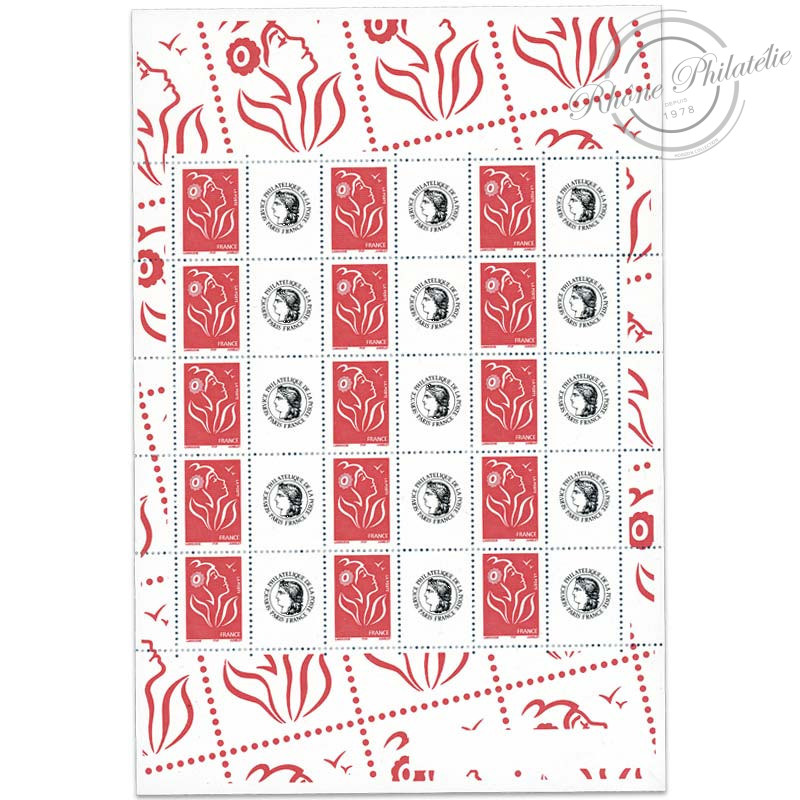 FEUILLE TIMBRES PERSONNALISÉS 2005 MARIANNE LAMOUCHE 3741A AVEC VIGNETTE CÉRÈS