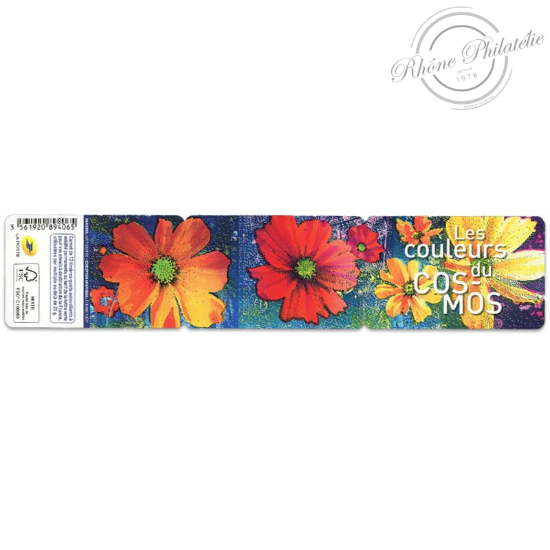 CARNET FRANCE BC1851, FLEURS COSMOS, 12 LETTRES 20G POUR AFFRANCHIR
