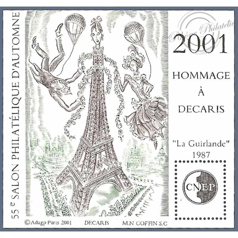 LOT DE 10 BLOCS CNEP N°_34 "2001 HOMMAGE A DESCARIS"