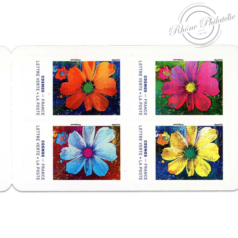 CARNET FRANCE BC1851, FLEURS COSMOS, 12 LETTRES 20G POUR AFFRANCHIR