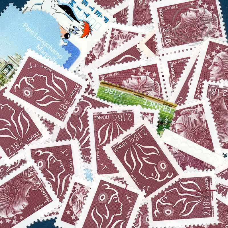 LOT DE 50 TIMBRES-POSTE 2.18€