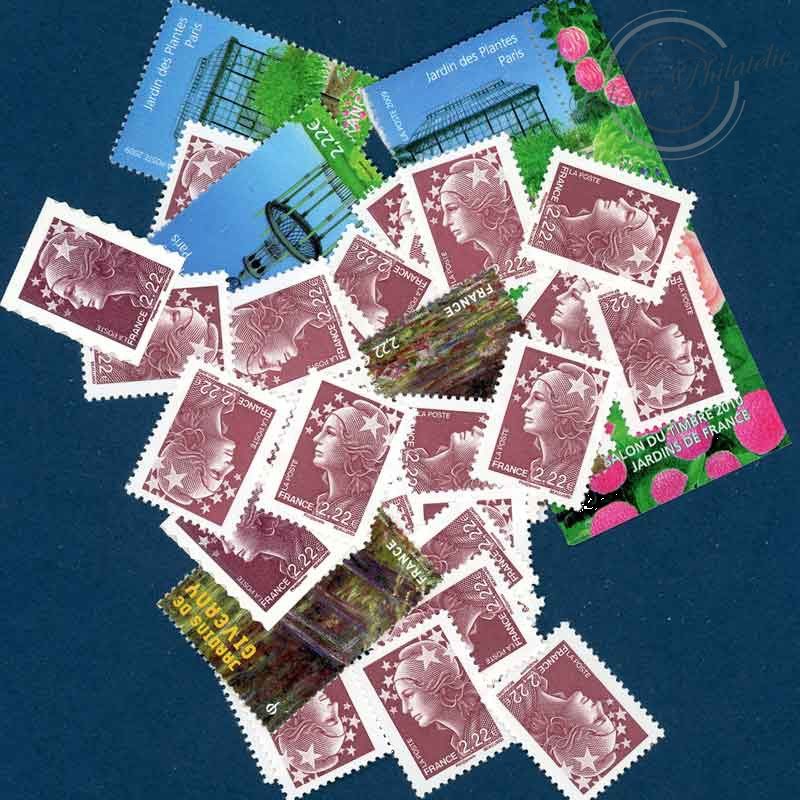 LOT DE 50 TIMBRES-POSTE 2.22€