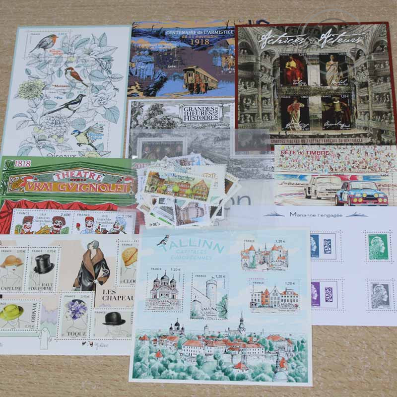 LOT DE TIMBRES DIVERS EN EUROS DE 2018, VALEUR FACIALE DE 101€