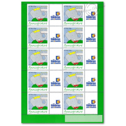 FEUILLE TIMBRES ANNIVERSAIRES BABAR (3927A) AVEC VIGNETTE TIMBRES PERSONNALISES