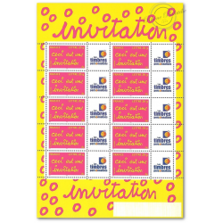 FEUILLE TIMBRES CECI EST UNE INVITATION GOMME BRILLANTE F3760A VIGNETTE PERSO