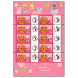 FEUILLE FRANCE F3432A OFFSET TIMBRES PERSOS "C'EST UNE FILLE" VIGNETTE CERES