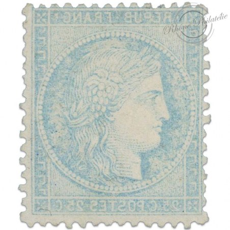 FRANCE N° 60A TYPE CERES AVEC IMPRESSION VERSO, TIMBRE OBLITERÉ* DE 1871