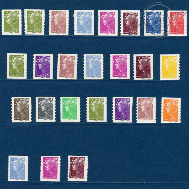 FRANCE LOT DE TIMBRES AUTOADHÉSIFS TYPE MARIANNE, TIMBRES NEUFS