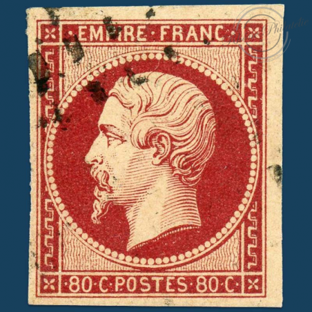 FRANCE N° 17A TYPE NAPOLÉON, TIMBRE OBLITÉRÉ, SIGNÉ CALVES-1854