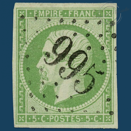 FRANCE N° 12 TYPE NAPOLÉON, TIMBRE OBLITÉRÉ GROS CHIFFRES, SIGNÉ-1854