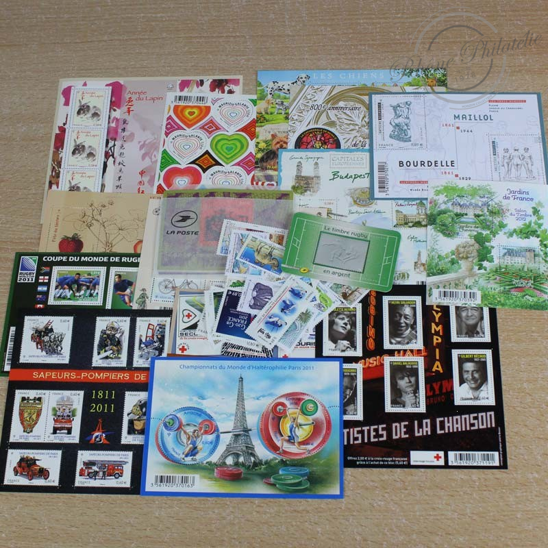 LOT DE TIMBRES DIVERS EN EUROS DE 2011, VALEUR FACIALE DE 83€