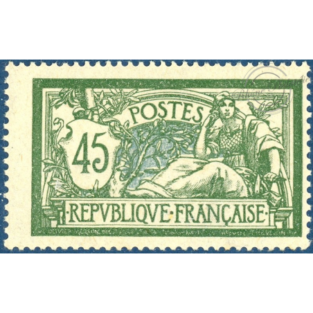 FRANCE N° 143 TYPE MERSON 45C VERT ET BLEU, TIMBRE NEUF ** -1907