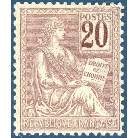 FRANCE N° 113 TYPE MOUCHON 20C BRUN-LILAS, TIMBRE NEUF** - 1900-01