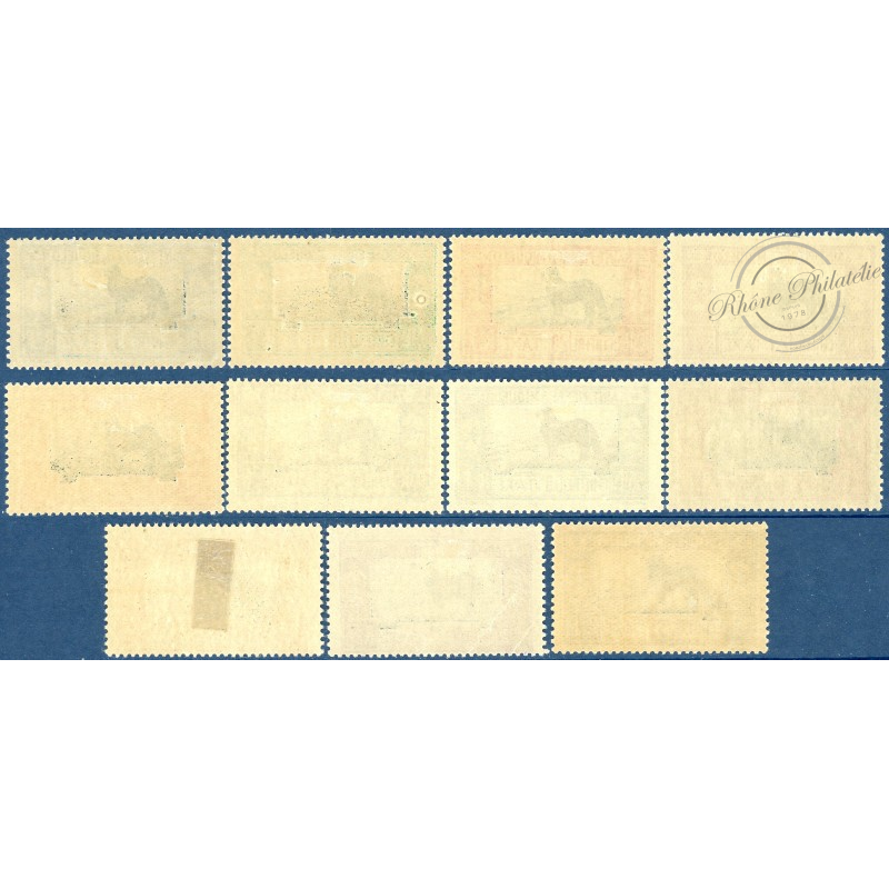 SAINT-PIERRE-ET-MIQUELON TIMBRES TAXE N°21 A 31, CHIEN DE TERRE-NEUVE, NEUFS*, 1932