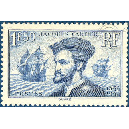 FRANCE N°297 JACQUES CARTIER, TIMBRE NEUF** 1934