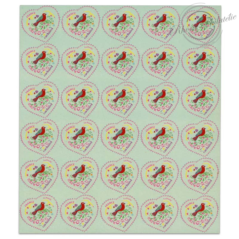 FRANCE FEUILLE AUTOADHESIVE N°51, COEURS CACHAREL 2005