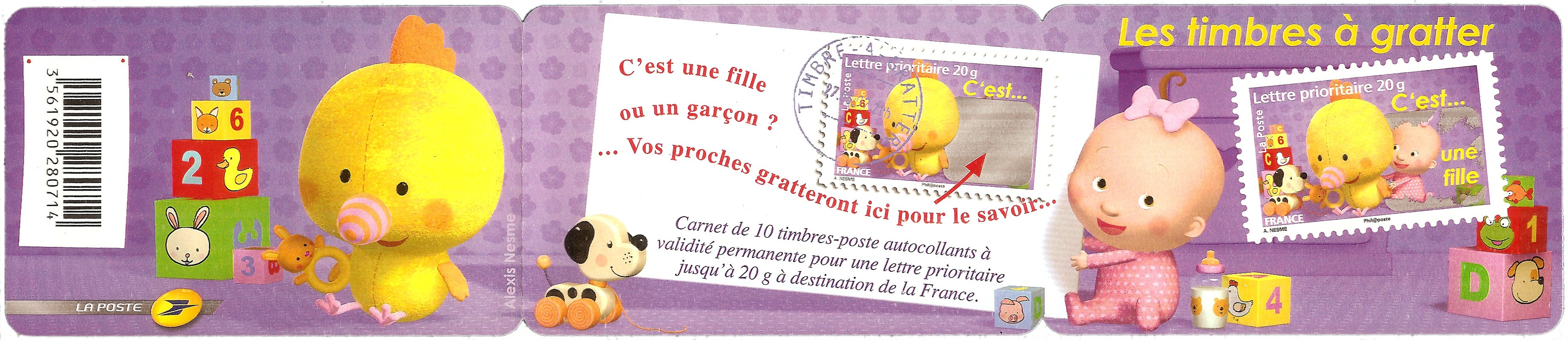 Carnet Naissance De 10 Timbres Poste Autocollants C Est Une Fille