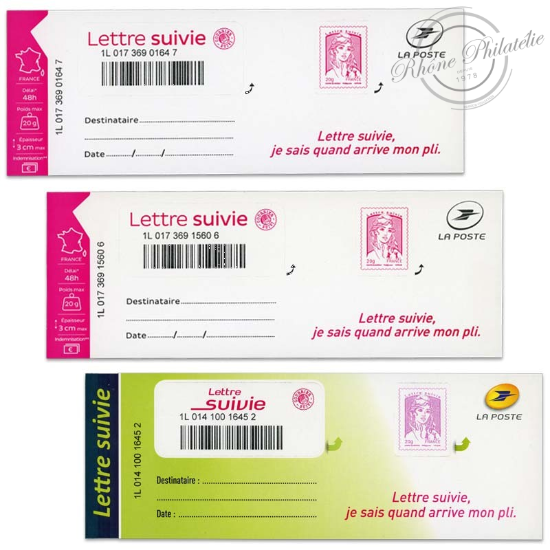 3 BANDEAUX DE LETTRE SUIVIES 20G FRANCE