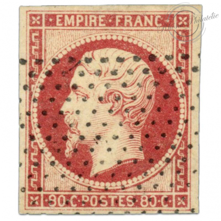 FRANCE N° 17A NAPOLÉON, TIMBRE OBLITÉRÉ POINTILLÉS, SIGNÉ-1854