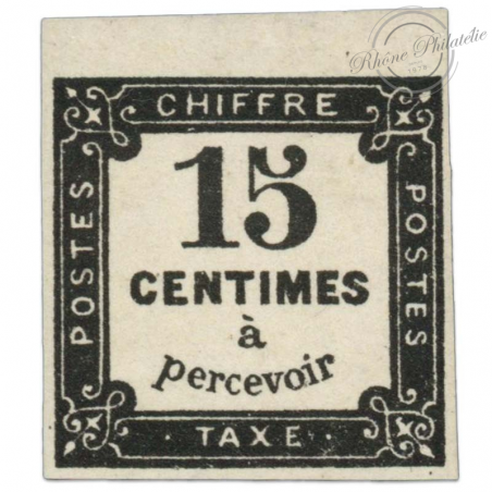 FRANCE TAXE N°4, 15 C. TIMBRE NEUF ET SIGNÉ BRUN-1870