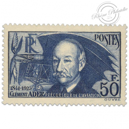 FRANCE N°398 CLÉMENT ADER, TIMBRE NEUF DE 1938