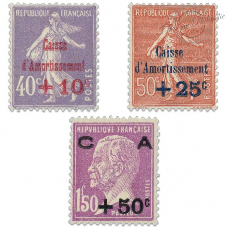 FRANCE N°249 À 251 CAISSE D'AMORTISSEMENT, TIMBRES NEUFS-1928