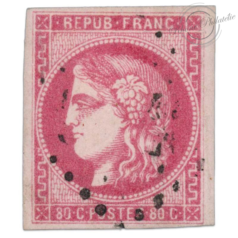 n°49 Cérès 80c rose 1870 émission de Bordeaux France oblitéré 