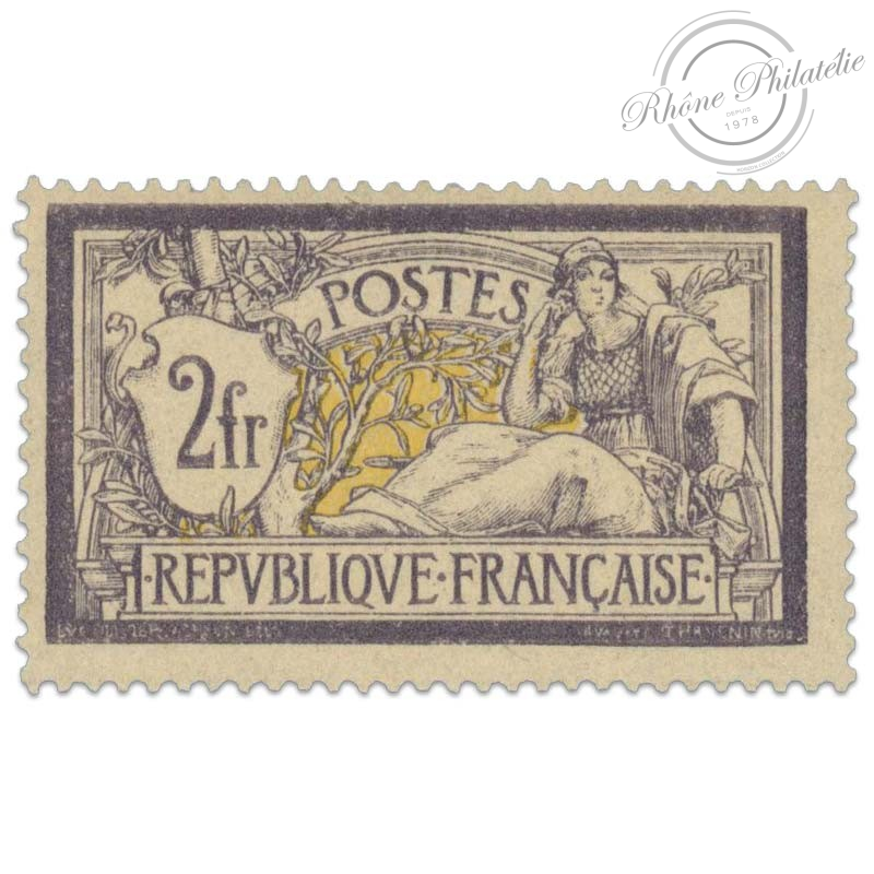 France Timbre Poste N Au Type Merson F Violet Et Jaune Timb