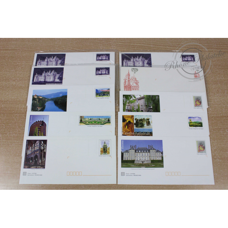 LOT DE 45 ENVELOPPES MONDE, PRÉ-AFFRANCHIES, PATRIMOINE/ARCHITECTURE, LETTRES 20G