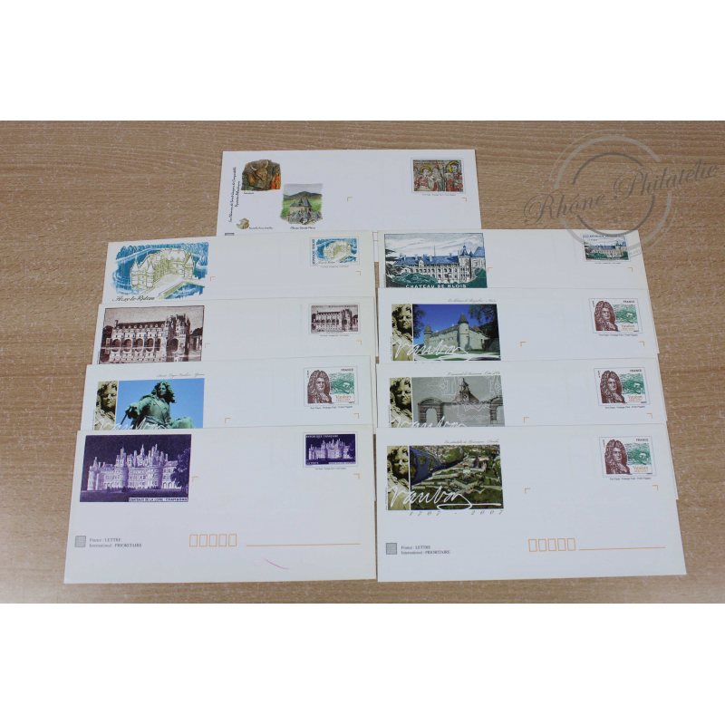 LOT DE 45 ENVELOPPES MONDE, PRÉ-AFFRANCHIES, PATRIMOINE/ARCHITECTURE, LETTRES 20G