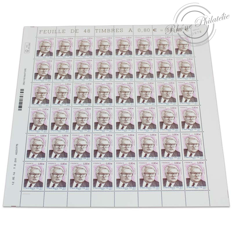 FEUILLE TIMBRES POSTE N°5073 PIERRE MAUROY, HOMME POLITIQUE-2016