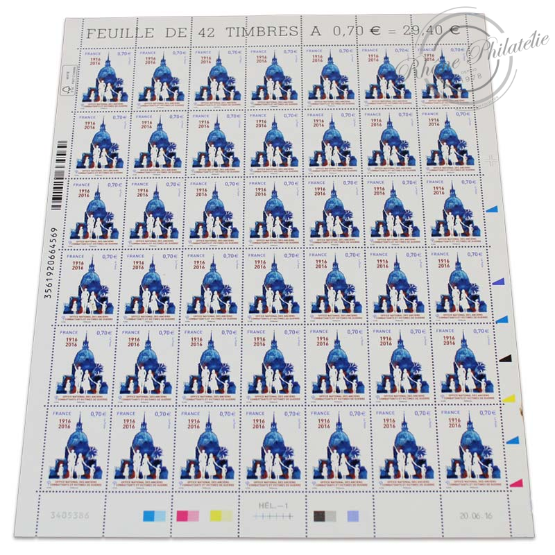FEUILLE TIMBRES POSTE N°5113, CENTENAIRE DE L'OFFICE DES ANCIENS COMBATTANTS-2016