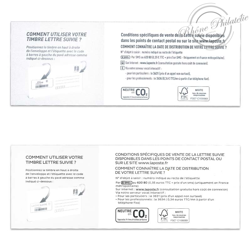 2 BANDEAUX DE LETTRE SUIVIES 20G FRANCE