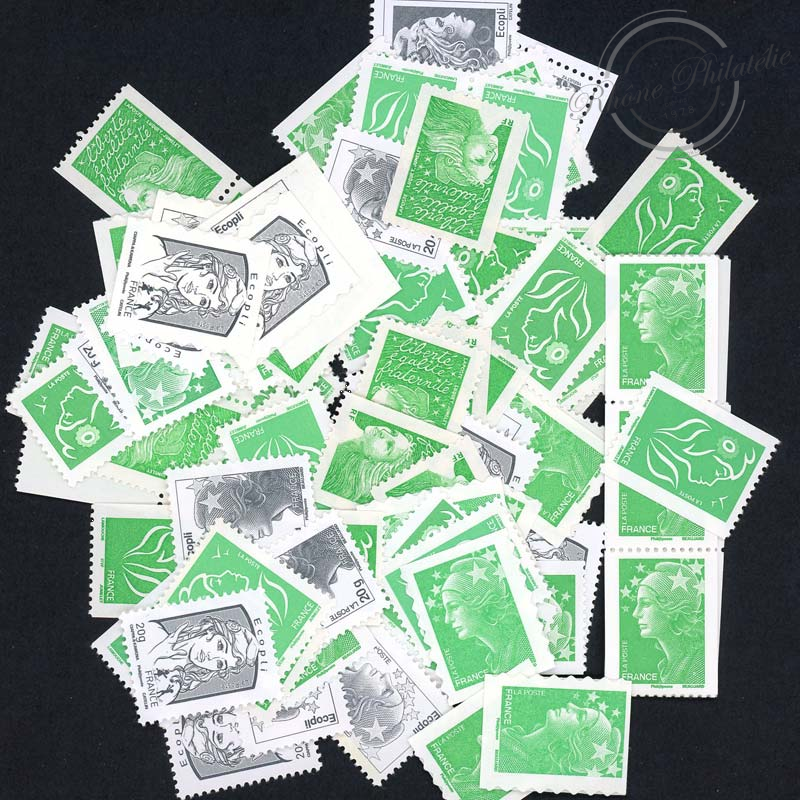 LOT DE 100 TIMBRES MARIANNE ECOPLIS 20G VALIDITES PERMANENTES