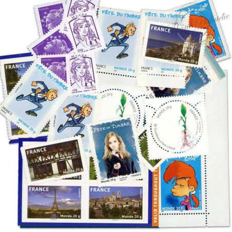 LOT DE 100 TIMBRES VALIDITES PERMANENTES, LETTRES MONDE 20G