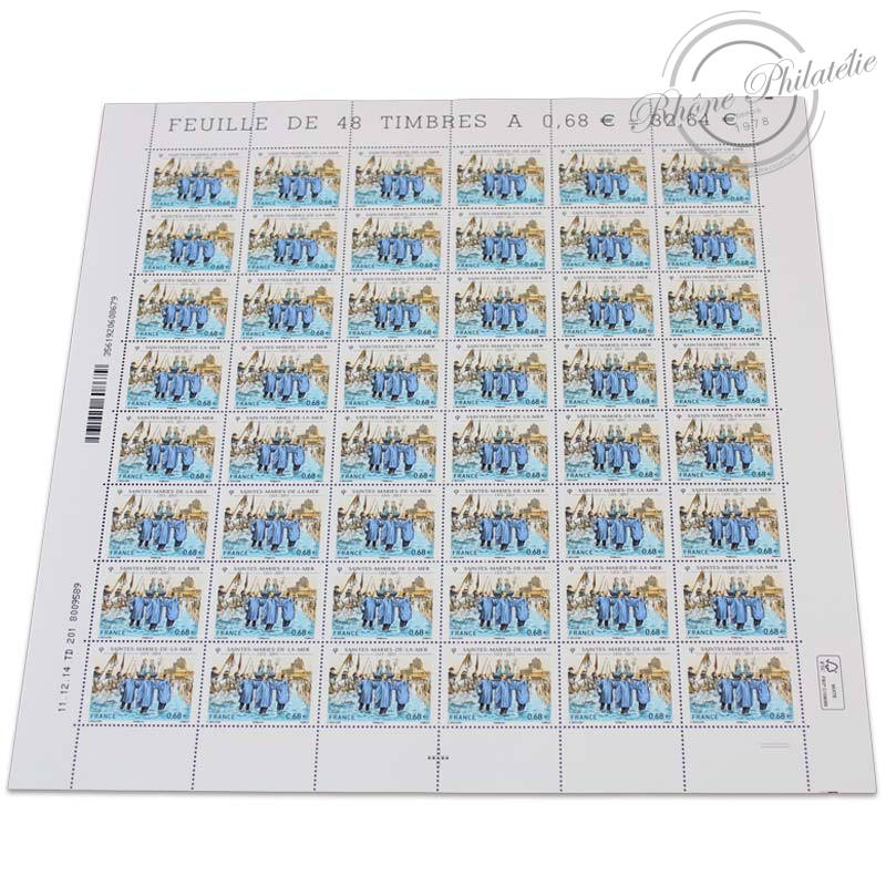 FEUILLE N°4937 SAINTES-MARIES-DE-LA-MER, 48 TIMBRES NON ADHESIFS DE 2016
