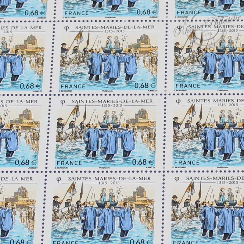 FEUILLE N°4937 SAINTES-MARIES-DE-LA-MER, 48 TIMBRES NON ADHESIFS DE 2016