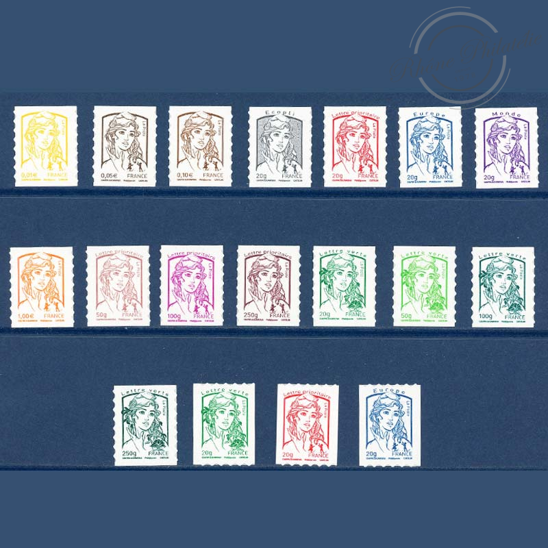 FRANCE TIMBRES AUTOADHESIFS 847 A 864, TYPE MARIANNE CIAPPA COULEUR