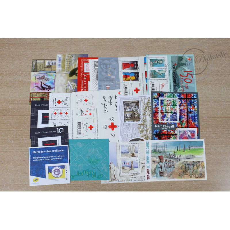 LOT DE TIMBRES DIVERS EN EUROS 2014-17, VF 184€