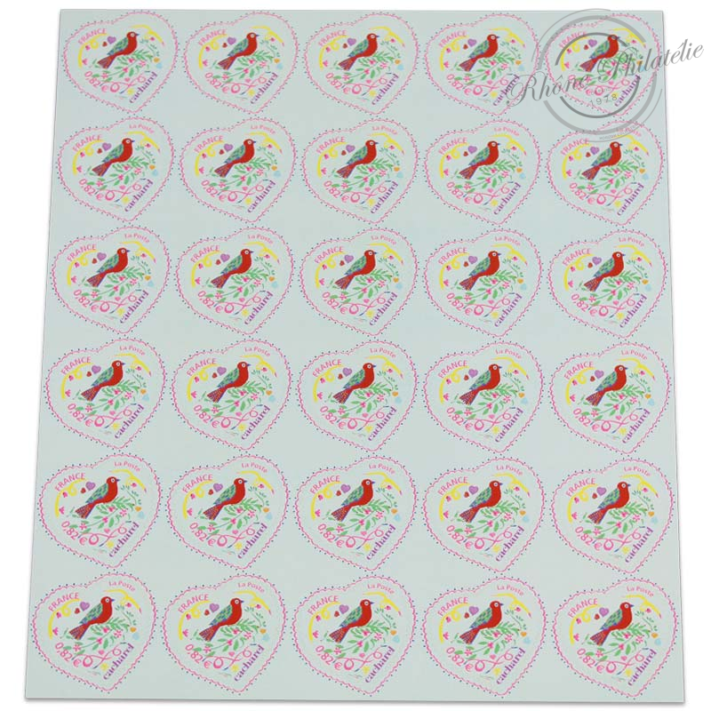 FRANCE FEUILLE AUTOADHESIVE N°51, COEURS CACHAREL 2005