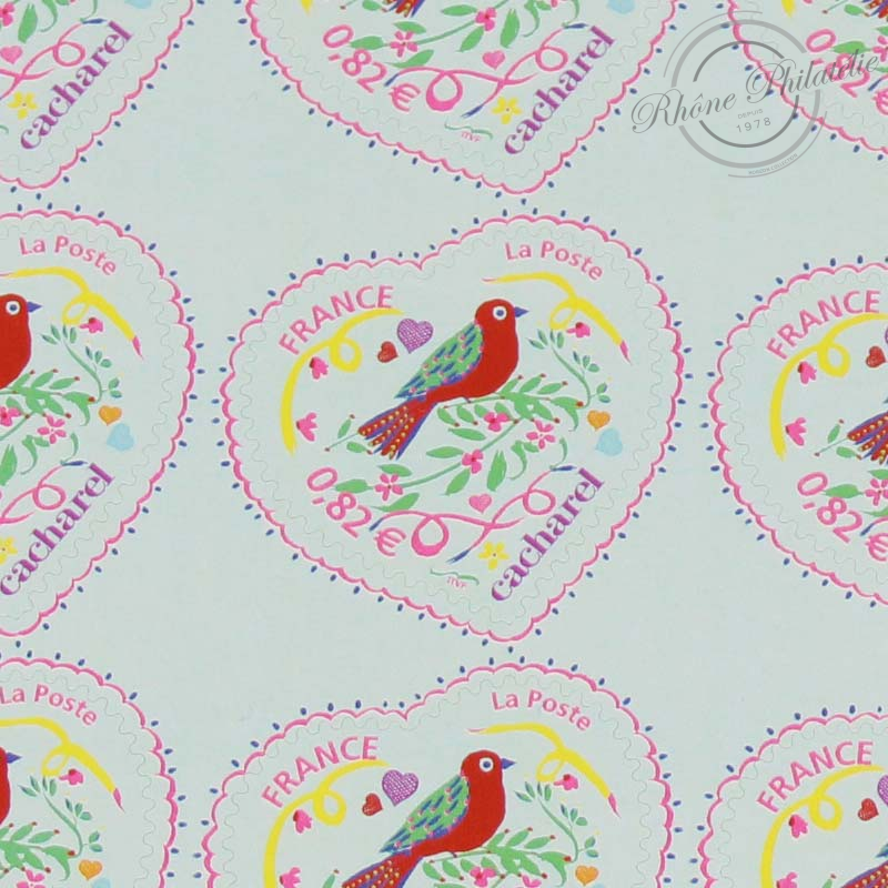 FRANCE FEUILLE AUTOADHESIVE N°51, COEURS CACHAREL 2005
