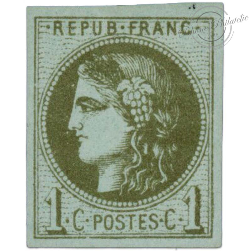 FRANCE, N°39C TYPE CERES OLIVE, TIMBRE NEUF* DE 1870