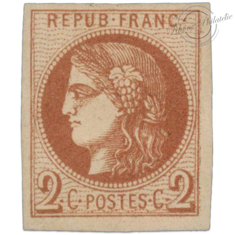 FRANCE, N°40B TYPE CÉRÈS 2C. TIMBRE NEUF* ET SIGNÉ-1870