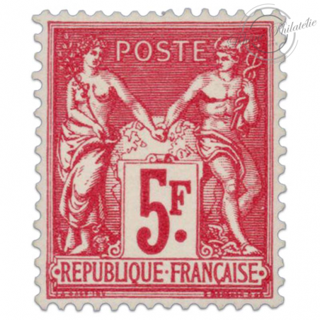 FRANCE N°216 TYPE SAGE 5F CARMIN, SUPERBE TIMBRE NEUF**1925